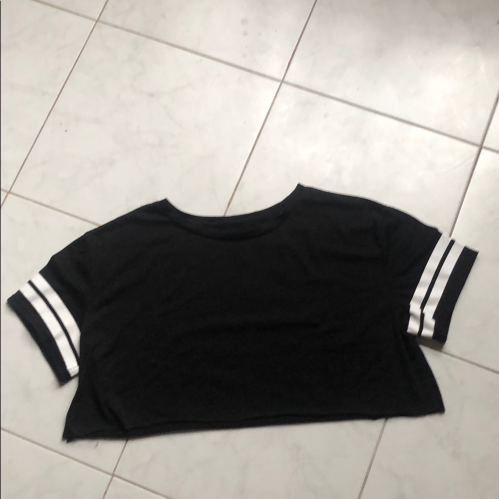 Varsity striped crop shirt